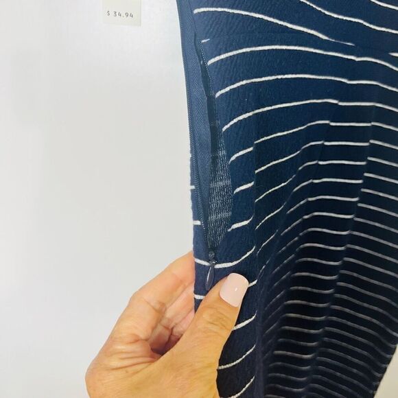 Old Navy Navy Blue White Stripe Fitted Stretch Sheath Dress NWT - Picture 10 of 11